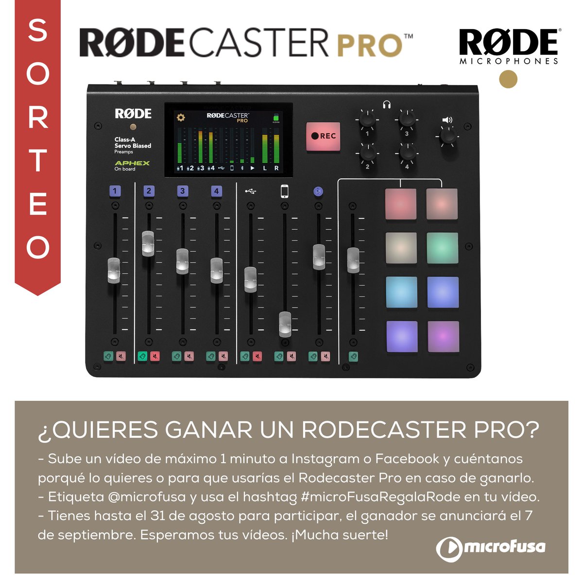 microFusa's tweet image. Recuerda que, durante agosto, tenemos el concurso de RØDE Microphones en el que te puedes llevar un #RodecasterPro (con valor de 529€).

Da click en la imagen para conocer la dinámica o visita nuestro #BlogReload:  👇👇👇

blog.microfusa.com/sin-categoriza…