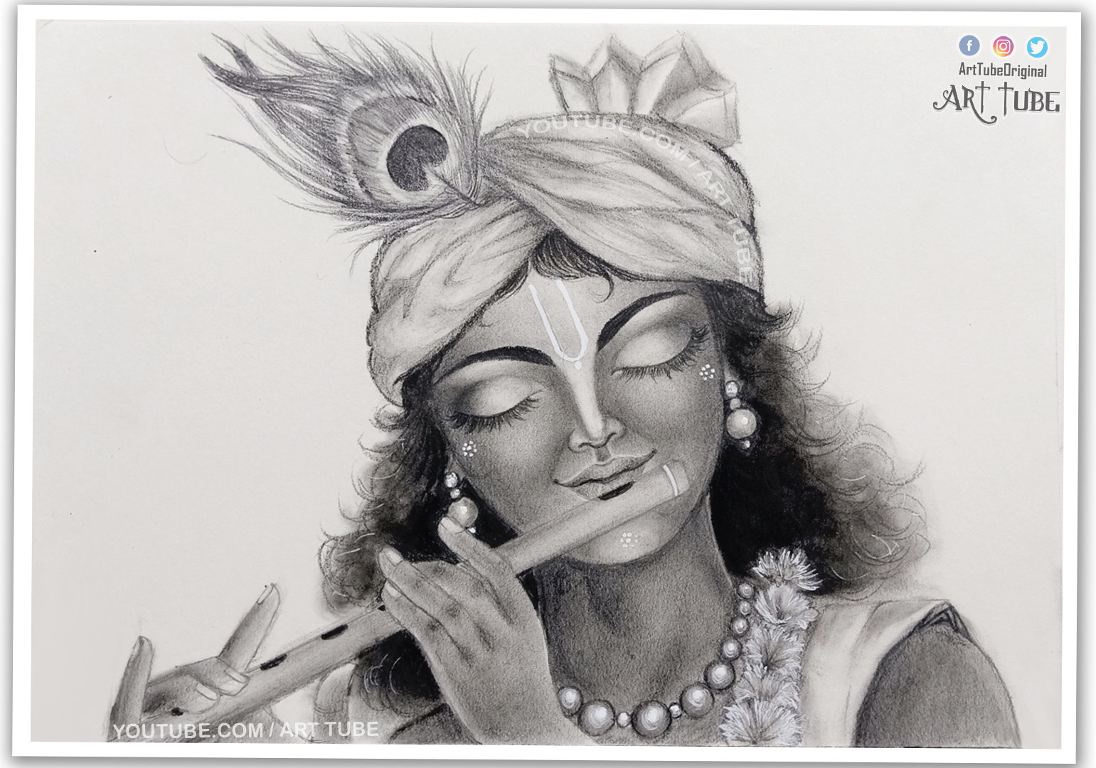 Love in Monochrome: Black and White Pencil Art Print of Radha and Kris
