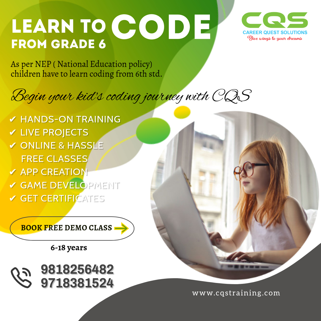 CQSTraining's tweet photo. #Empower your child with the 21st-century skill required to succeed. As per New #EducationPolicy2020, coding is mandatory from 6th std

Book free demo class: https://t.co/bjmMigOupE

Contact Us : 9718381524, 9818256482

#cqstraining #learntocode #beacoder #stratyourcareer https://t.co/Q9waSM7i3l