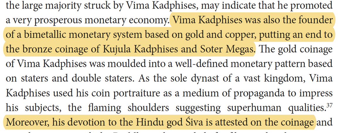 The Kushanas which followed ALSO had Hindu Kings, who again spoke wrote and thought in Sanskrit. Some were shaivites like Vima Kadphises who had coin after coin dedicated to Shiva/Rudra