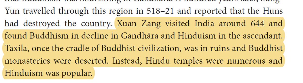 Xuan Zang, who visited Gandhāra (the alleged centre of Buddhist civilization) found numerous Hindu temples and that Hinduism was popular.