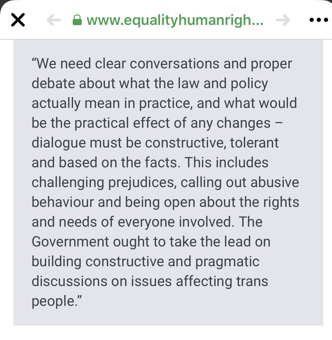 We have long called for constructive, evidence-based discussions to find practical and fair solutions to the conflict of rights. We are glad to see EHRC now call for this too. /9