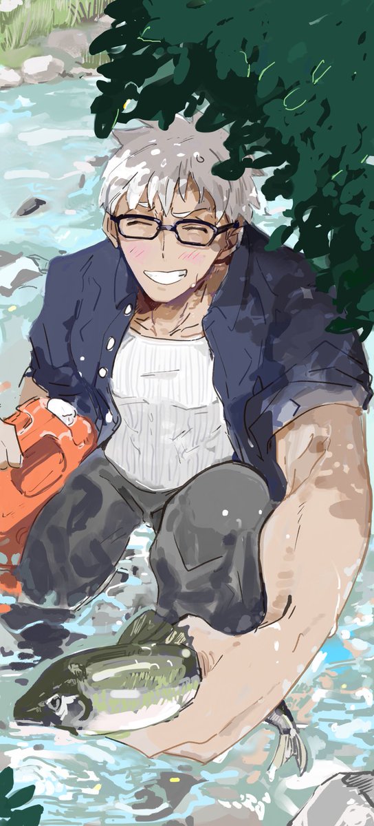 hjjjnmi's tweet photo. うっかり水汲みに行った川ではしゃいじゃったサマーカジュアルお兄さん https://t.co/efKRdHU8nq