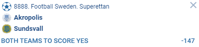 HumanDrillBit's tweet photo. @DiscreteTipster Tailing this "DiscreteTipOfTheDay" 🇸🇪Superettan⚽️ play. Pregame: Sundsvall - Akropolis BTTS YES -147 (1.68). RISK 8.82U to WIN 6.00U. Good luck to all! 🍀🇸🇪⚽️

Personal tailing record at this feed: 10-11 (47.62%) -22.58U https://t.co/l6fwIlbFGu