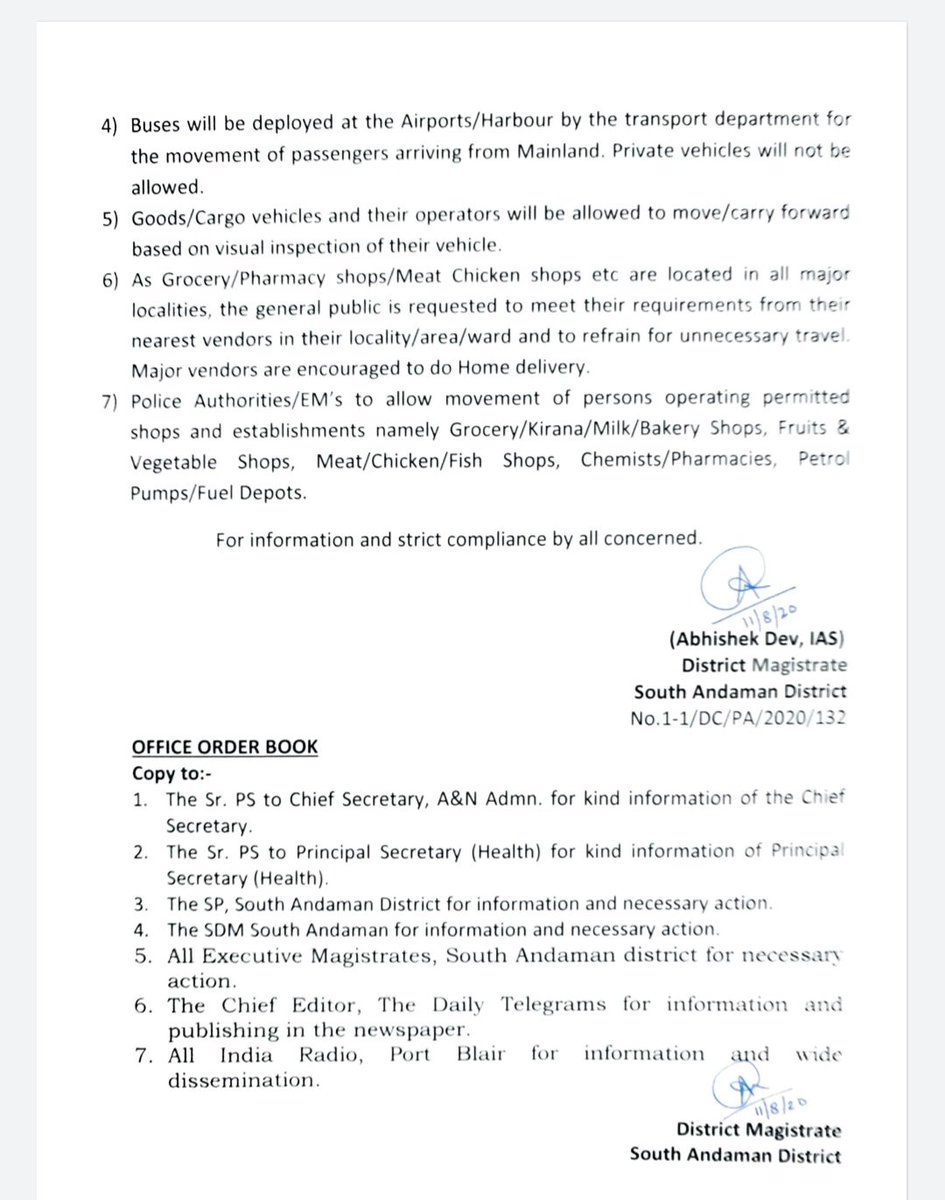 Andaman_Admin's tweet photo. #supportCoronawarriors
#supportCovidpositives

Guidance for movement of persons during Lockdown from midnight of 11/08/2020 to midnight of 18/08/2020 for information of all.

#AndamanFightsCOVID19
@MediaRN_ANI @ChetanSanghi https://t.co/hIQW8MgT3I
