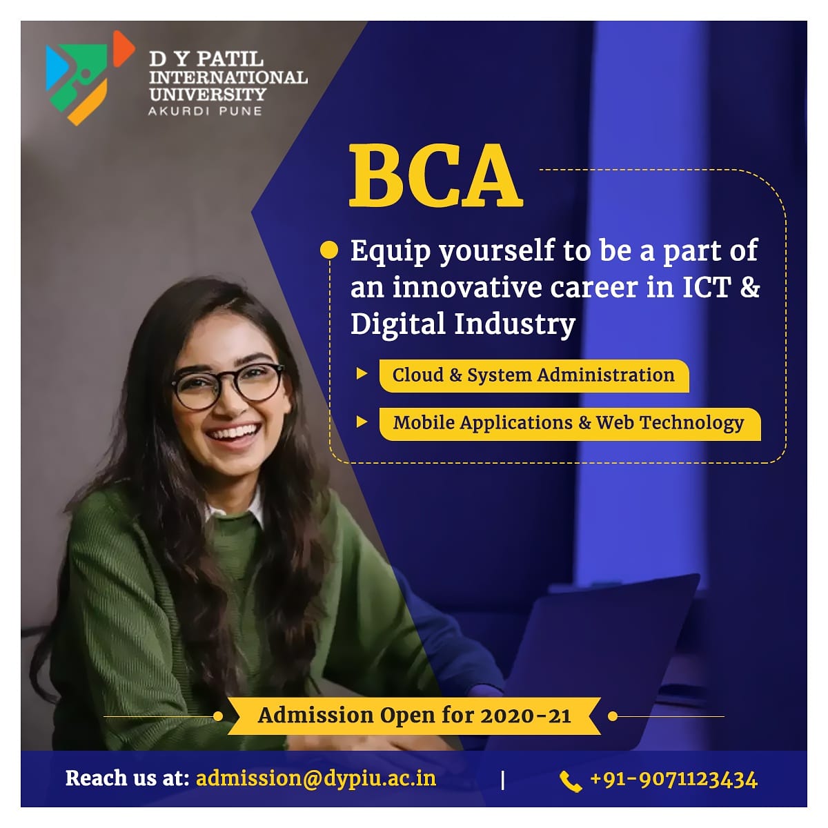 DYPIU_AKURDI's tweet image. BCA program is three-year full-time course with a multi-track specialization in Cloud Computing &amp;amp; Systems Administration and Web &amp;amp; Mobile Applications.

To know more, please visit: bit.ly/DYPIUBCA

#DYPIU #BachelorOfComputerApplications #BCA #BCAProgram #MobileApplication