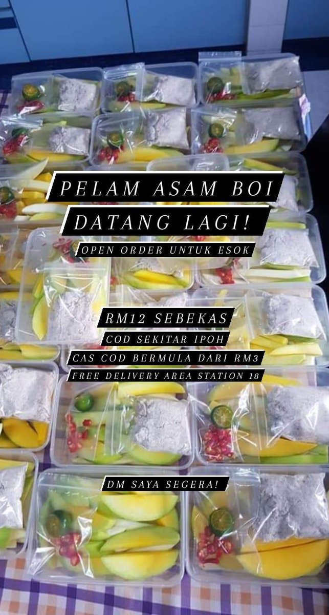 muharos857's tweet photo. Moh kome, open order Pelam Asam Boi untuk esok! RM12 sebekas saja, delivery sekitar Ipoh & juga hatimu.
Order sekarang di sini : https://t.co/2fjDBNtZcr
@MohKeIpoh @DiscoverIpoh @TwitPerak @peghokpekat @adibahnoor @ipohcityoflove @BrewsterPost #ipoh #pelam #pelamasamboi https://t.co/D54g2Buq3a