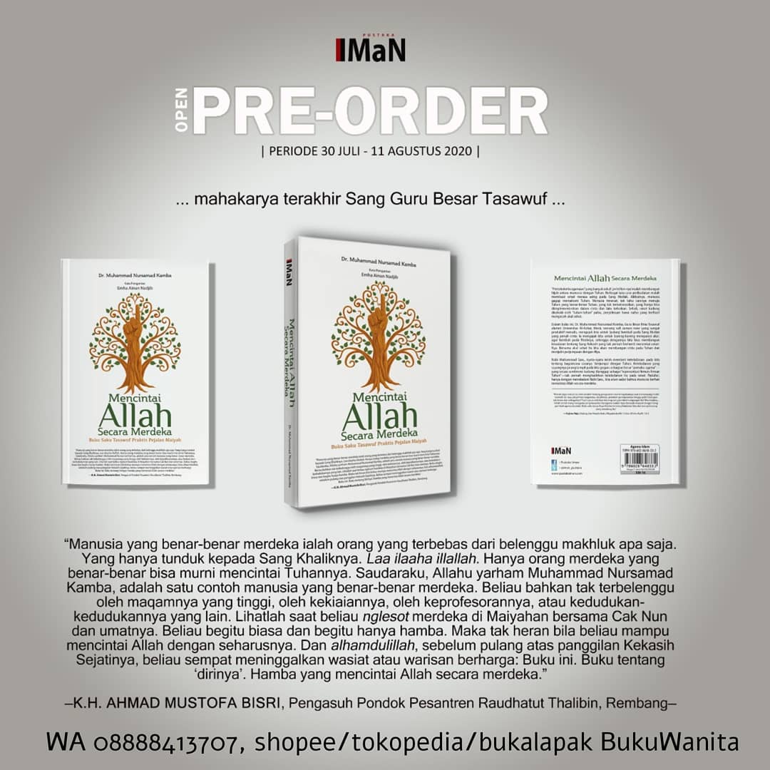BukuWanita's tweet photo. #PromoBW Hari terakhir Pre Order buku Mahakarya terakhir, #MencintaiAllahsecaraMerdeka disc 15% oleh Almarhum @mnkamba

Order di 👉 https://t.co/AoCA8qIM3H 

@mizanmediautama 
@penerbitimania https://t.co/jPNv0UVaNJ