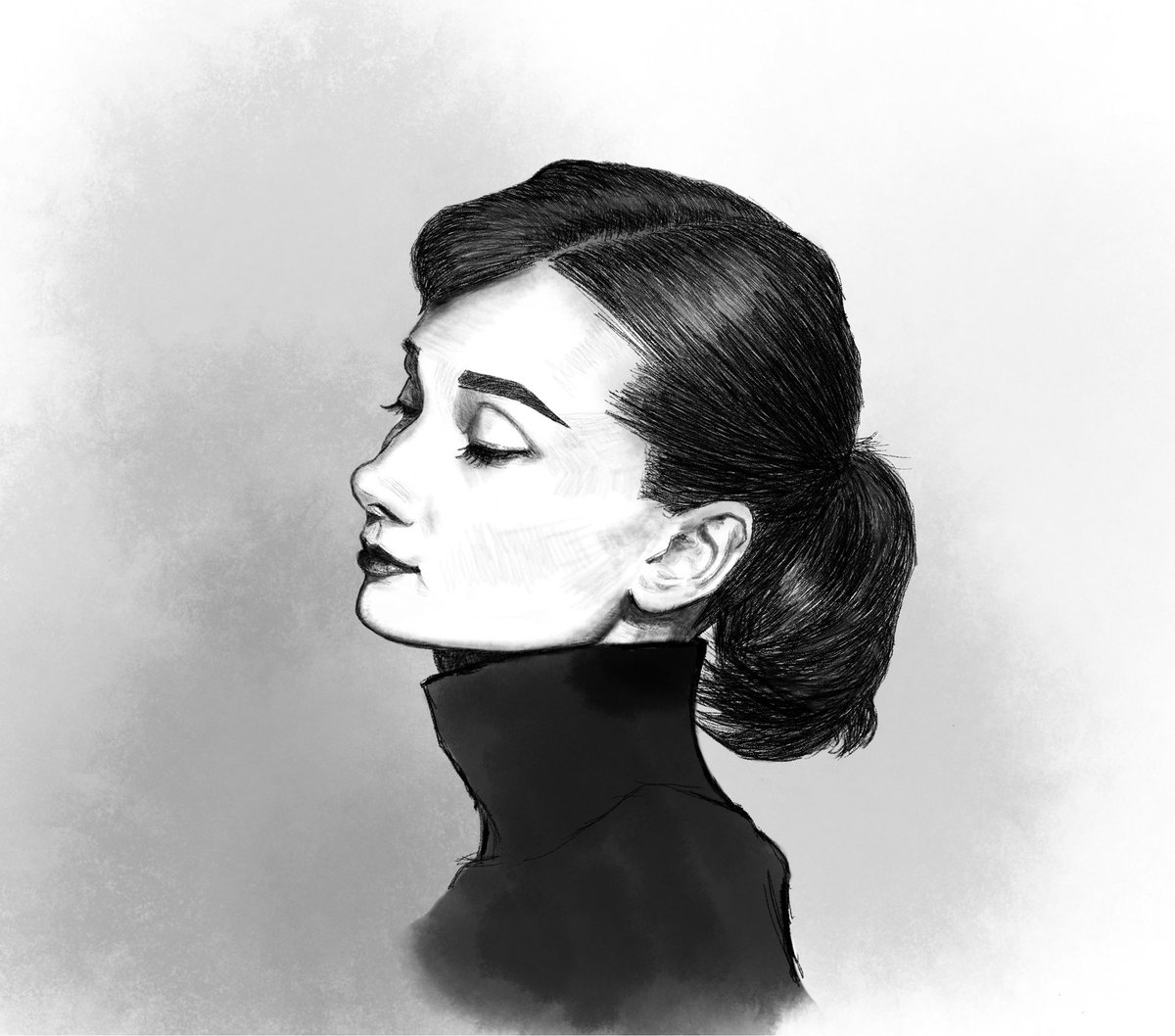 かとけん イラスト用 オードリーヘップバーン Audreyhepburn Illustration Illustrator Illust Ipadpro Procreate Digitalart Digitalillustration Digitaldrawing Digitalpainting 映画スター オードリーヘップバーン デジタル絵 お絵描き