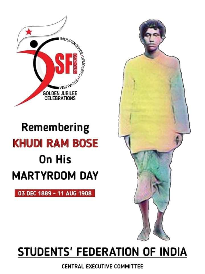 SfiCug's tweet photo. Khudiram Bose, one of the youngest freedom fighter to be hanged in India. In this era of Nathuram let Khudiram be our guiding star! ✊🏾
#khudirambose 

@SFI_CEC https://t.co/S6wTfRI3q5