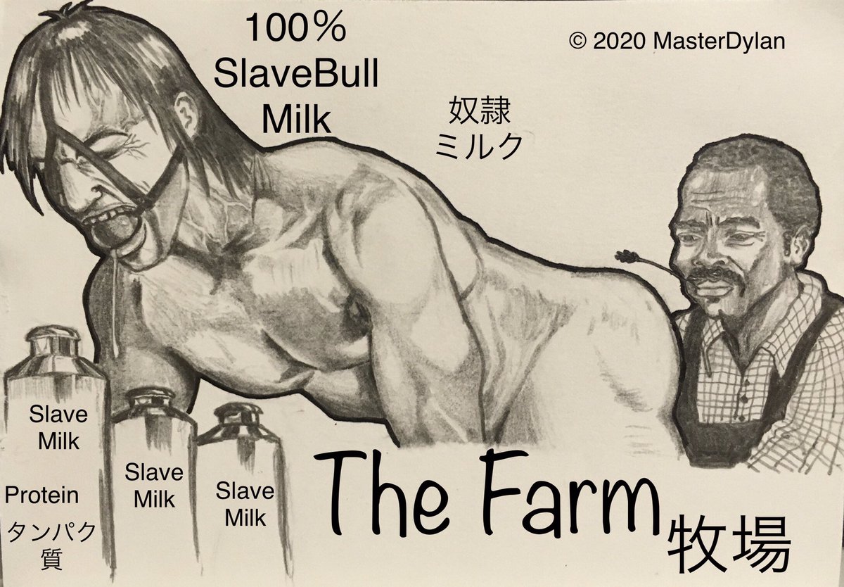 MasterDylan11's tweet photo. The slave must be used to its fullest on the farm. It serves not only as a work animal for all the hard work needed for the farm to thrive, but also supplies the essential protein-filled liquid, bottled and sold at home and abroad. #SlaveFarm #muscleslave #bdsmart #bondage https://t.co/tpSu5ICG98
