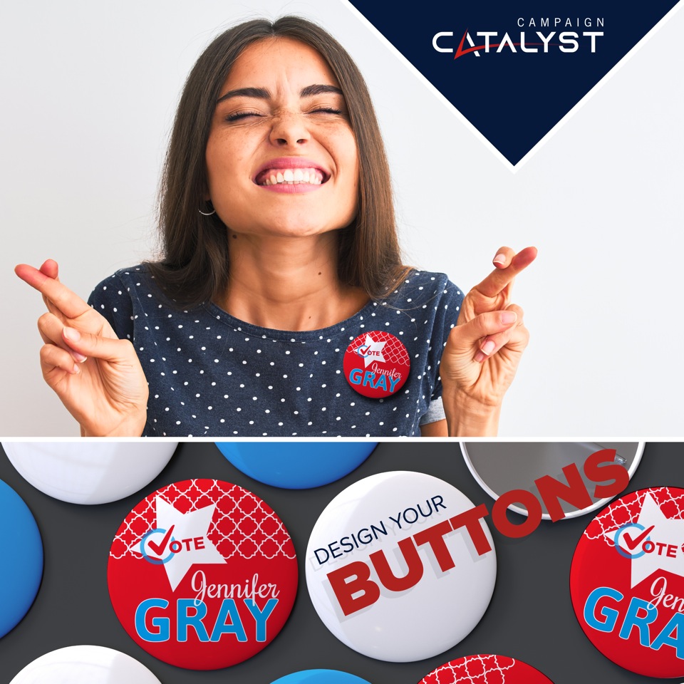 campaigncatlyst's tweet image. Give voters a way to wear their support daily. Designing your campaign buttons on campaigncatalyst.net is a snap!
bit.ly/32jvcSK#campai… #customizebuttons #buttonsdesign #politicalproducts #giveaways #politics #campaigndesign #campaignadvertising
