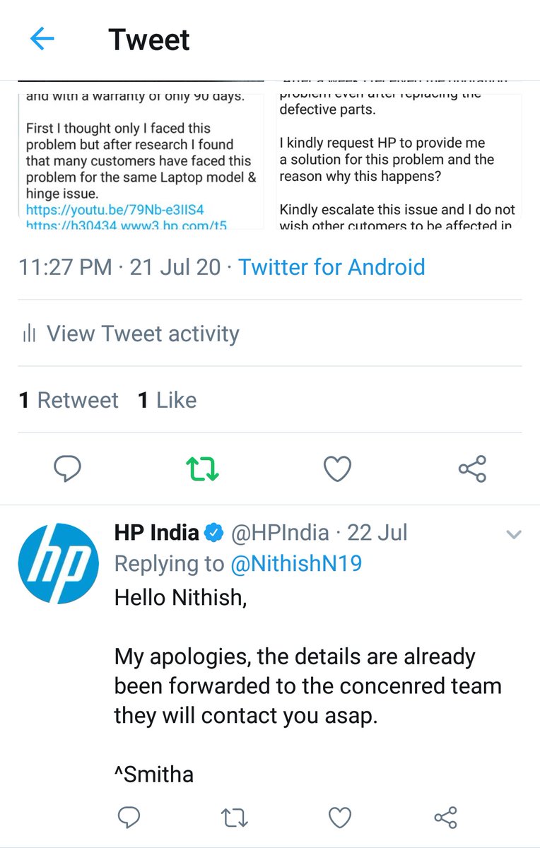 NithishN19's tweet photo. It's been two months and no one ever contacted me yet ! I feel so disappointed and my studies are getting affected ! Is this what I get for trusting HP products? @HPIndia @HPIndia_MD @HP #keepReinventing #paviliongaminglaptop I only get DMs but no proper response! https://t.co/BQLjf9XQvw