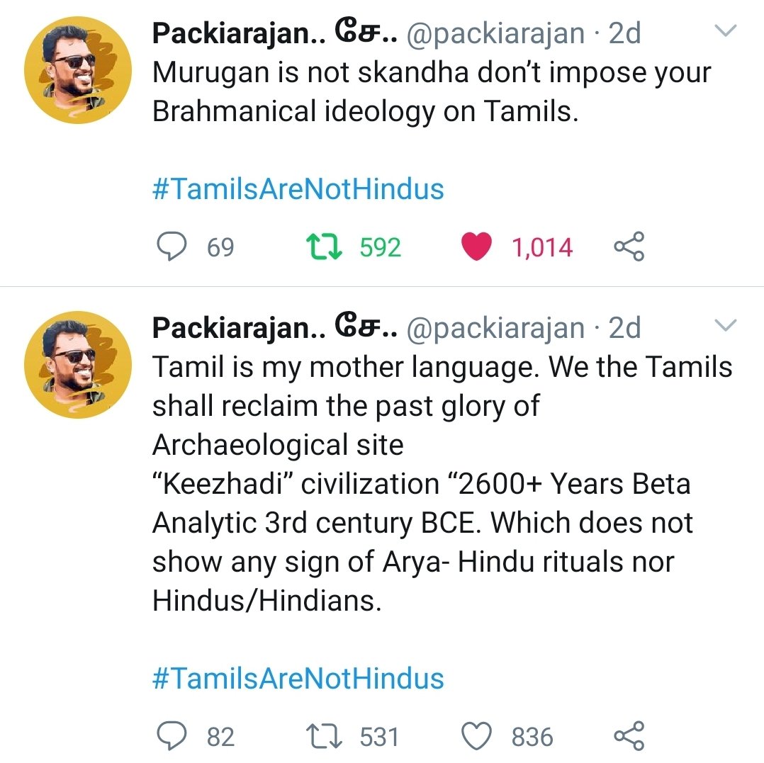 On 9th/10th Aug 2020, In an attempt to project Murugan as a Hindu god, the TN BJP lot organised a Vel  http://Poosai.To&nbsp; counter it NTK immediately started to trend the  #TamilsarenotHindus tag. Prominent NTK activists were driving the trend.  #ntk_desanskritization_movement