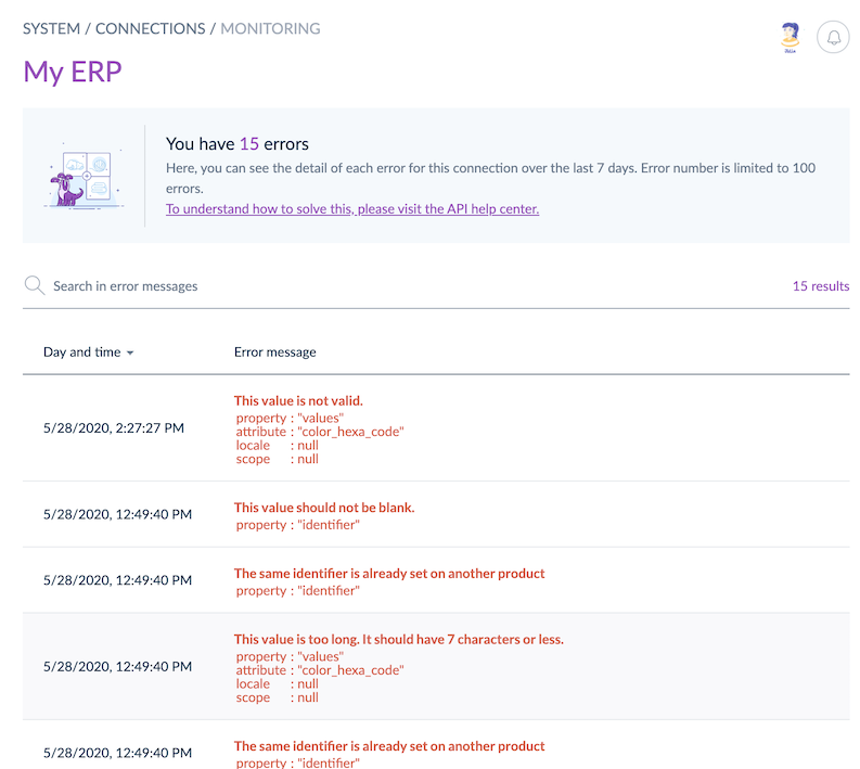 A new monitoring page in <a href="/akeneopim/">Akeneo: The Product Experience Company</a> lists the integration errors that occurred helping you to always keep your PIM up and running!
Already available for our SaaS customers, it will be part of our v5 release. 📦
Want to know more? buff.ly/38BfIdH ⬅
#AkeneoFeatureHighlight