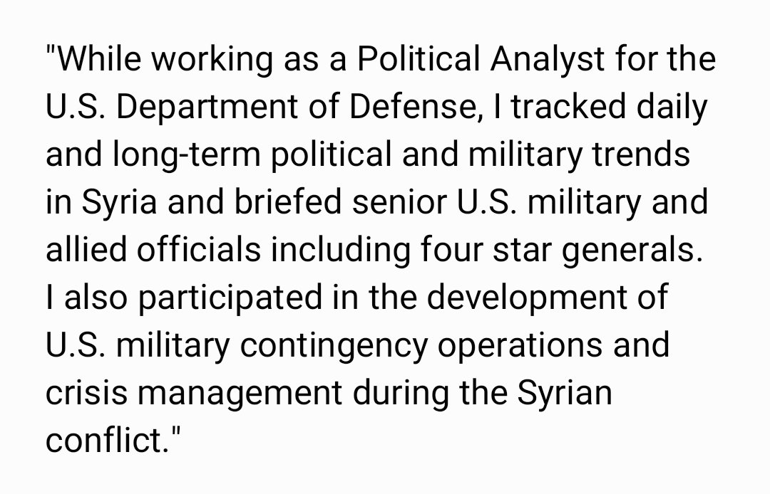 5. Julio assisted US Generals in military operations in Syria. Here are excerpts from the same LinkedIn profile.