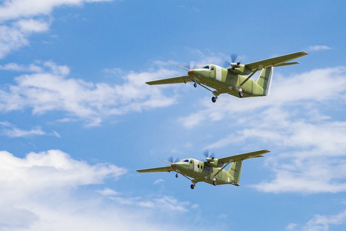 Seeing double - how often do you see a formation flight on the first flight of the second prototype? I'm not sure, but <a href="/TextronAviation/">Textron Aviation</a> captures both of its <a href="/Cessna/">Cessna</a> SkyCourier prototypes in the air on the second aircraft's Aug. 11 maiden flight.