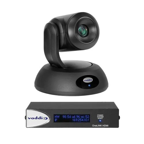 AVControls's tweet photo. VADDIO...  RoboSHOT 30E HDBT camera with the OneLINK HDMI Receiver for HDBaseT Cameras to extend power, video and control over a single cable . Recommended for large meeting rooms, lecture halls, and houses of worship...https://t.co/ENkIkuWzAZ @classroom #worship @audiovisual https://t.co/b3FlQI4axj