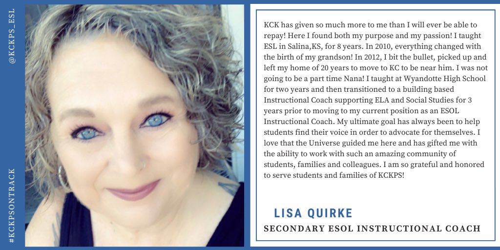 kckps_esl's tweet photo. Today we are spotlighting another secondary ESL instructional coach! This is @iluvmonkeys2 and she supports high school level! #kckpsontrack #KsESOL #instructionalcoach https://t.co/HLVO9ykl1j