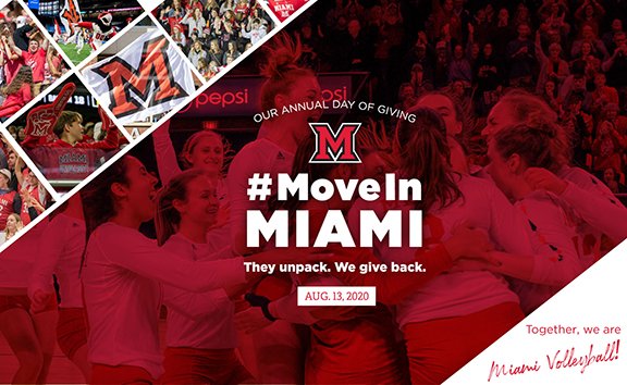 #MoveInMiami is this Thursday! Learn more about how you can directly support our student-athletes. 👇👇👇

miamiredhawks.com/MIM20Volleyball
 
Together, we are Miami Volleyball!