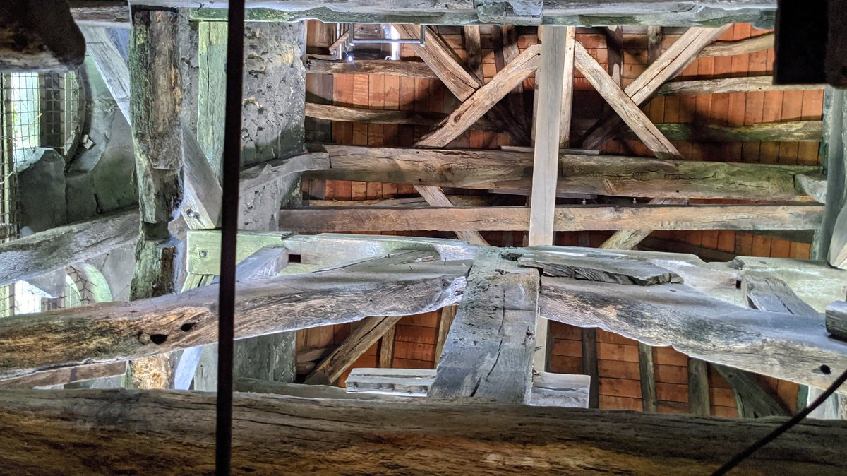 I hauled myself up, through the forest of ancient wood, some of it possibly the original beams from when the tower was first built, 1000 years ago.