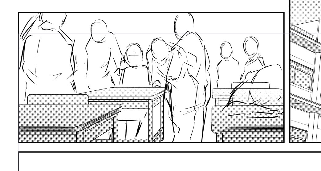 一コマにこんなに人描いた事ない
まぁほとんどがセリフで潰れるんでやんすがね 