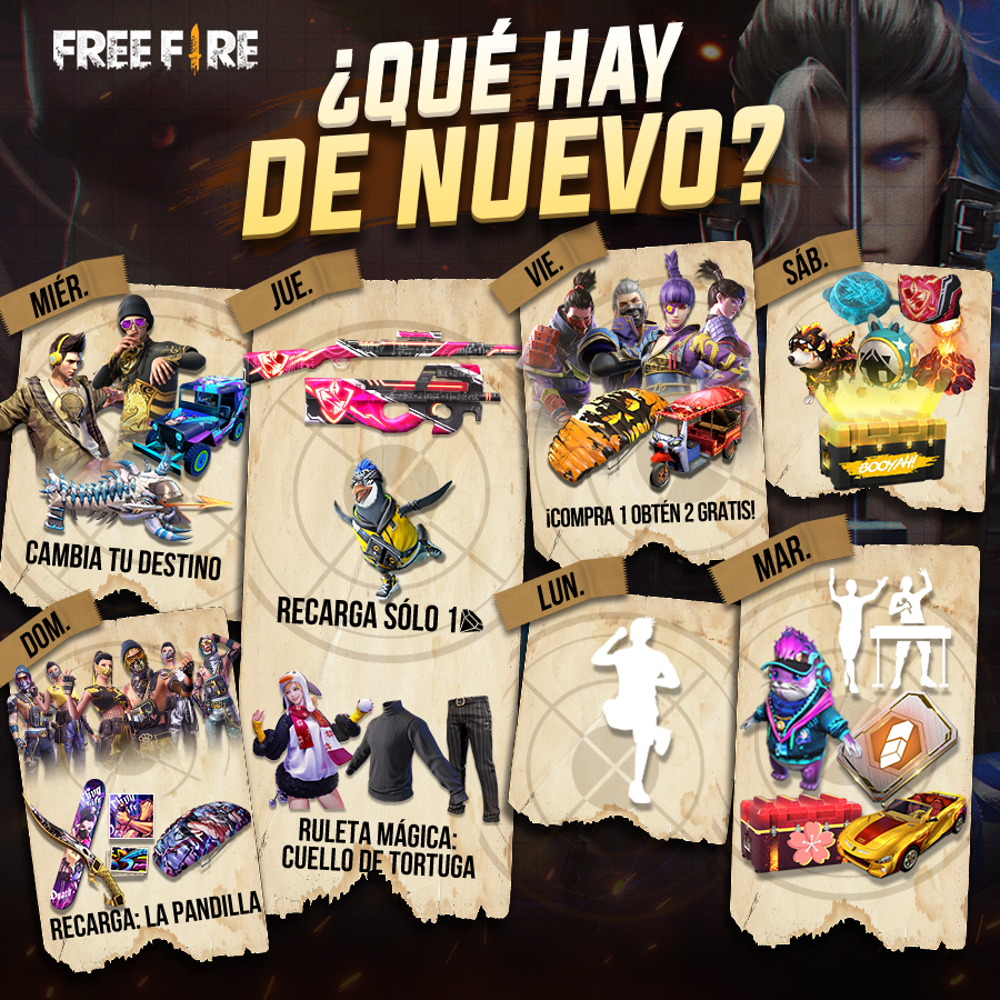 FreeFireARGOk's tweet photo. 📕🔥 ¡LLEGÓ LA AGENDA SEMANAL! 📕🔥

¡Ustedes lo pidieron! 💭 ¡Nosotros lo traemos! 🤪

¡Regresa la famosa prenda de Cuello de Tortuga! 🐢 ¡Además nueva incubadora! 💥

Estamos llenos de sorpresas en camino al 3er. Aniversario 🤩 https://t.co/y7CrWQPMKU https://t.co/u8e9X0b1E2