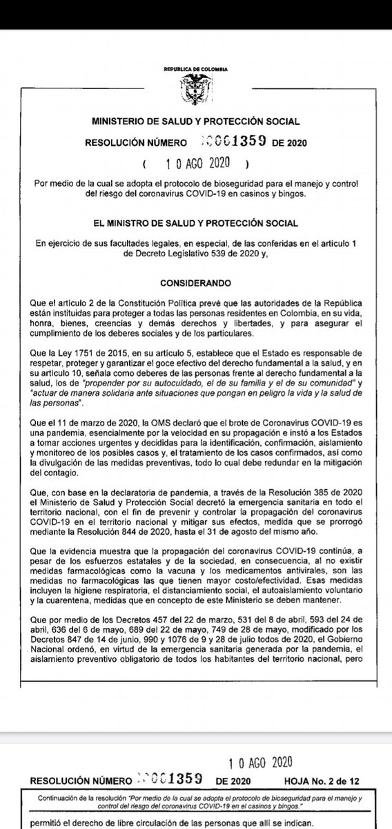 Cornazar2's tweet photo. Buenos días para todos. Amanecemos con positivas noticias. @MinSaludCol aprobó protocolos de bioseguridad del sector de Juegos de Suerte y Azar https://t.co/IVLTCV1pqc