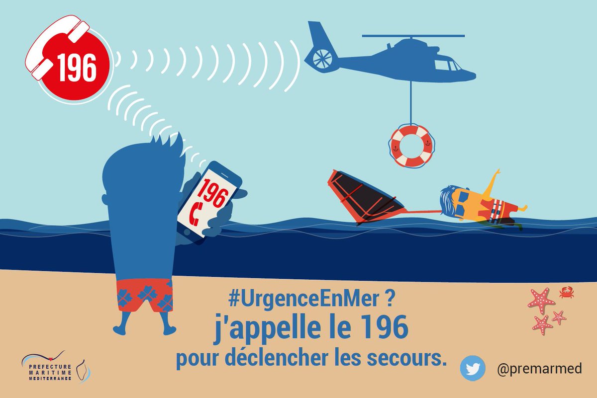 [#PrudenceEnMer] Pour profiter de l'été en sécurité sur le littoral, suivez les recommandations des <a href="/SauveteursenMer/">SNSM</a> 👇

Pour déclencher une opération de secours, victime ou témoin d'une urgence en mer, un numéro pour contacter le #CrossMed par téléphone : le 196 ☎️ou canal VHF16