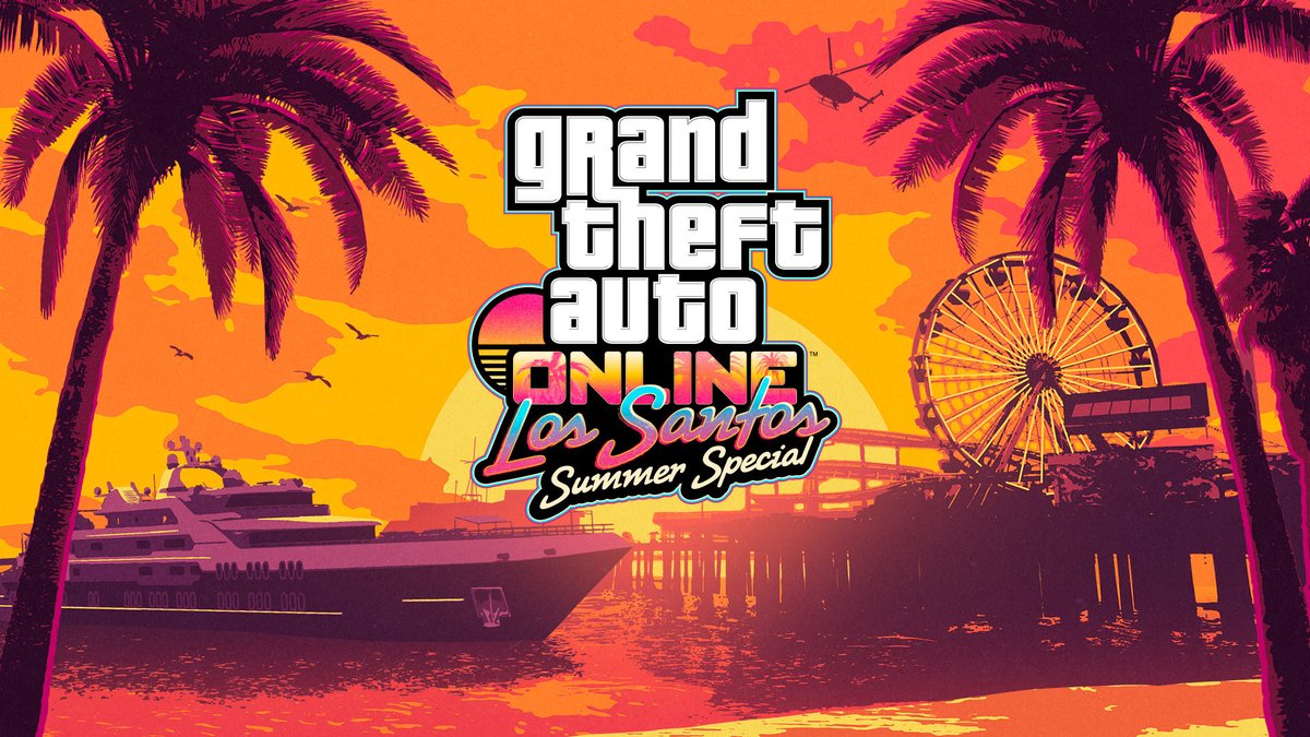 GTA Online: Los Santos Summer Special 

• 15 new vehicles including new updates at Benny's
• 6 new co-op missions in A Superyacht Life
• New Open Wheel Races + the Open Wheel Race Creator
• New Business Battles
• Diamond Adversary Series

And more: rsg.ms/f3c95e3