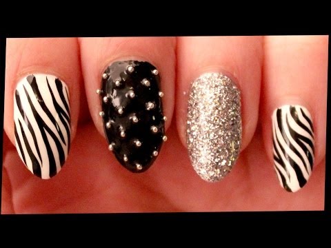 is.gd/O5MxT2 (Watch Now) - Zebra &amp; Silver Glitter nail art #nailart #naildesign #nailtutorial