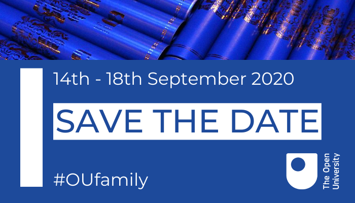 This has been a year like no other. And with 2020 degree ceremonies cancelled, we want to make a fuss of our 2020 graduates on social media – so the week commencing 14th September will be dedicated to you.
 
Save the date, more info will follow.
 
💙 #OUfamily