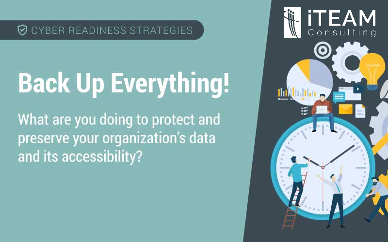 iTEAMNM's tweet photo. The 12 Cyber Readiness Strategies: Part 4 - Back Up Everything! Data is the lifeblood of every business. Unfortunately, the risks and threats to the protection, privacy and usability of that data are endless. Ensure that your data is protected and secure. Contact us today! https://t.co/9C1TVHoLG8