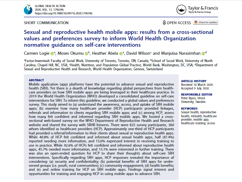 Okumu (@mosesokumu1) on Twitter photo New article on #digitalhealth: To support the increased access and use of quality digital technologies linked to #selfcare interventions for #SRHR and healthcare systems, community mobilization and online Health care providers training are critical. <a href="/UNC_SSW/">UNC Social Work</a> <a href="/UofT_FIFSW/">Factor-Inwentash Faculty of Social Work</a> <a href="/WHO/">World Health Organization (WHO)</a> New article on #digitalhealth: To support the increased access and use of quality digital technologies linked to #selfcare interventions for #SRHR and healthcare systems, community mobilization and online Health care providers training are critical. <a href="/UNC_SSW/">UNC Social Work</a> <a href="/UofT_FIFSW/">Factor-Inwentash Faculty of Social Work</a> <a href="/WHO/">World Health Organization (WHO)</a>