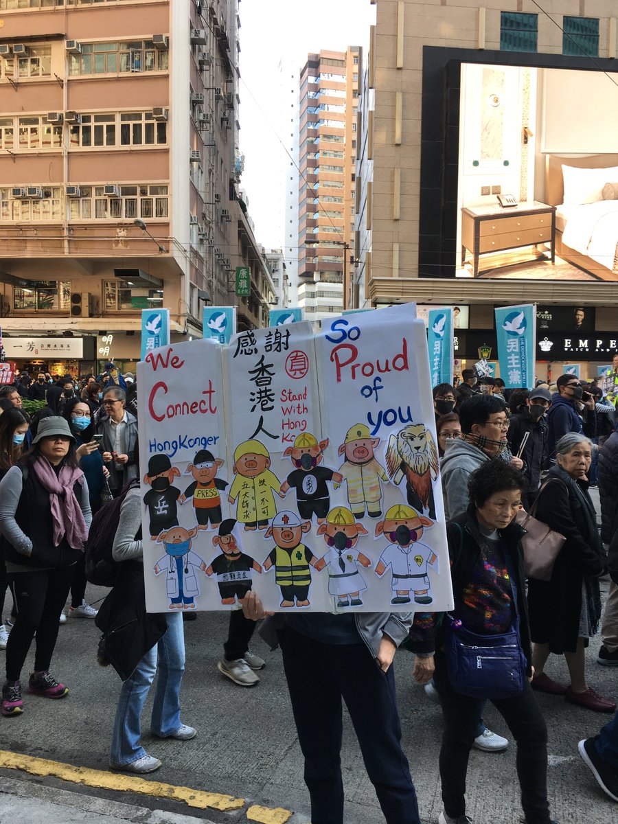 Three photos I took on December 8, 2019, during my last trip to Hong Kong, at a massive march; only one has a Hollywood connection that goes w/ this thread, but adding in the other two to underscore the variation of themes, moods, & styles of the visuals on the streets last year