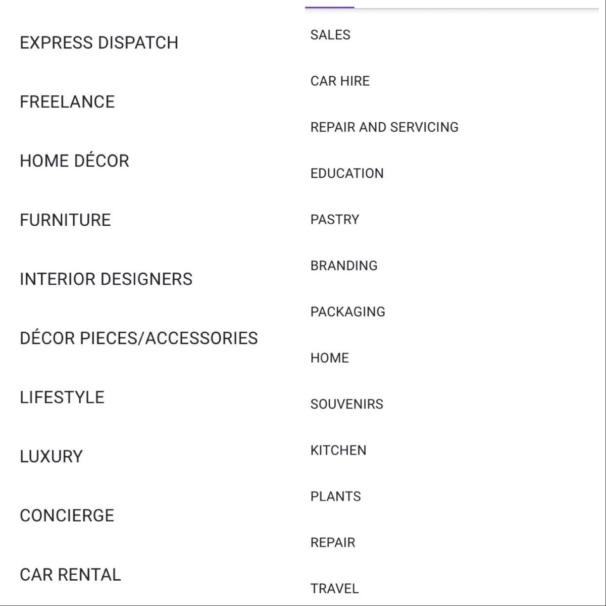 PLEASE SERVICE VENDORS YOU ARE NOT EXEMPTED. CHECK THE PICTURES FOR ALL AVAILABLE CATEGORIES