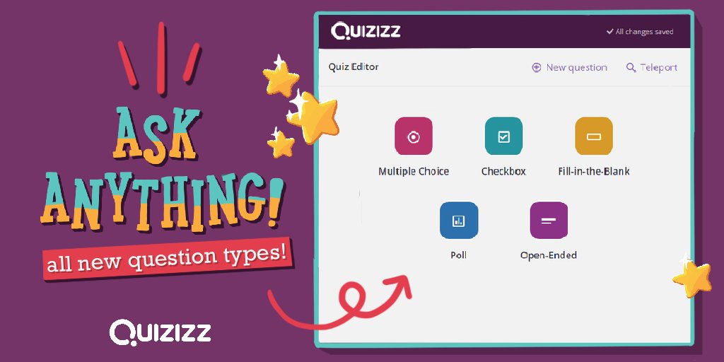 waygroundai's tweet image. 🔊 Wondering how to choose between question types on Quizizz? 🤔

❓ Multiple Choice: Only one correct answer
✅ Checkbox: Select more than one option
🔡 FIB: Short, typed-out answer
📝 Open-Ended: Longer ungraded answer
📊 Polls: Survey type questions

 ow.ly/XKCz50zk9nl