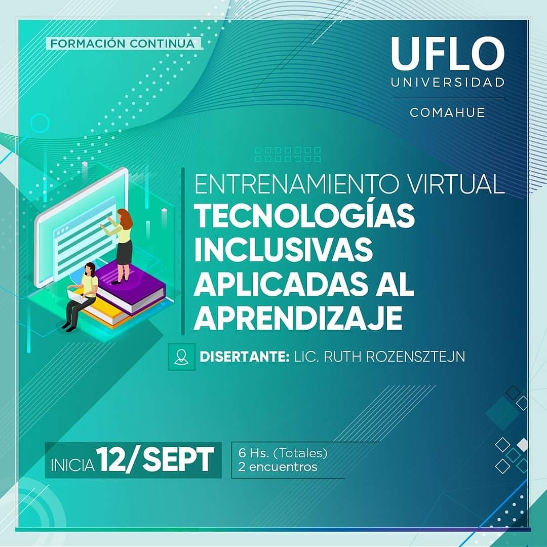 Esta vez nuestro ENTRENAMIENTO en TECNOLOGÍAS en la UFLO

ENTRENAMIENTO VIRTUAL TECNOLOGÍAS INCLUSIVAS APLICADAS AL APRENDIZAJE

2 encuentros
sab 12/SEPT y 19/SEPT de 10:00 a 13:00 hs. 100% VIRTUAL
infocomahue@uflo.edu.ar
WhatsApp + 54 9 299 471-3539
#accessibility #inclusion