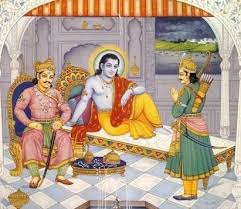 Duryodhana choose to sit by Bhagwan’s head while Arjuna sat at His feet. Shri Krishna upon waking up saw Arjuna and asked Him what He wants. Duryodhana interrupts saying he was the first one to arrive so Shri Krishna should listen and fulfil his request first. Bhagwan rebukes him