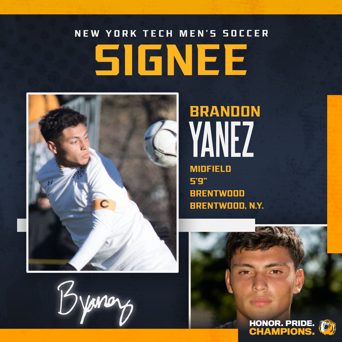 .@NYITMSOC adds another Brentwood product. 

Welcome to Tech, Brandon! 

#HonorPrideChampions