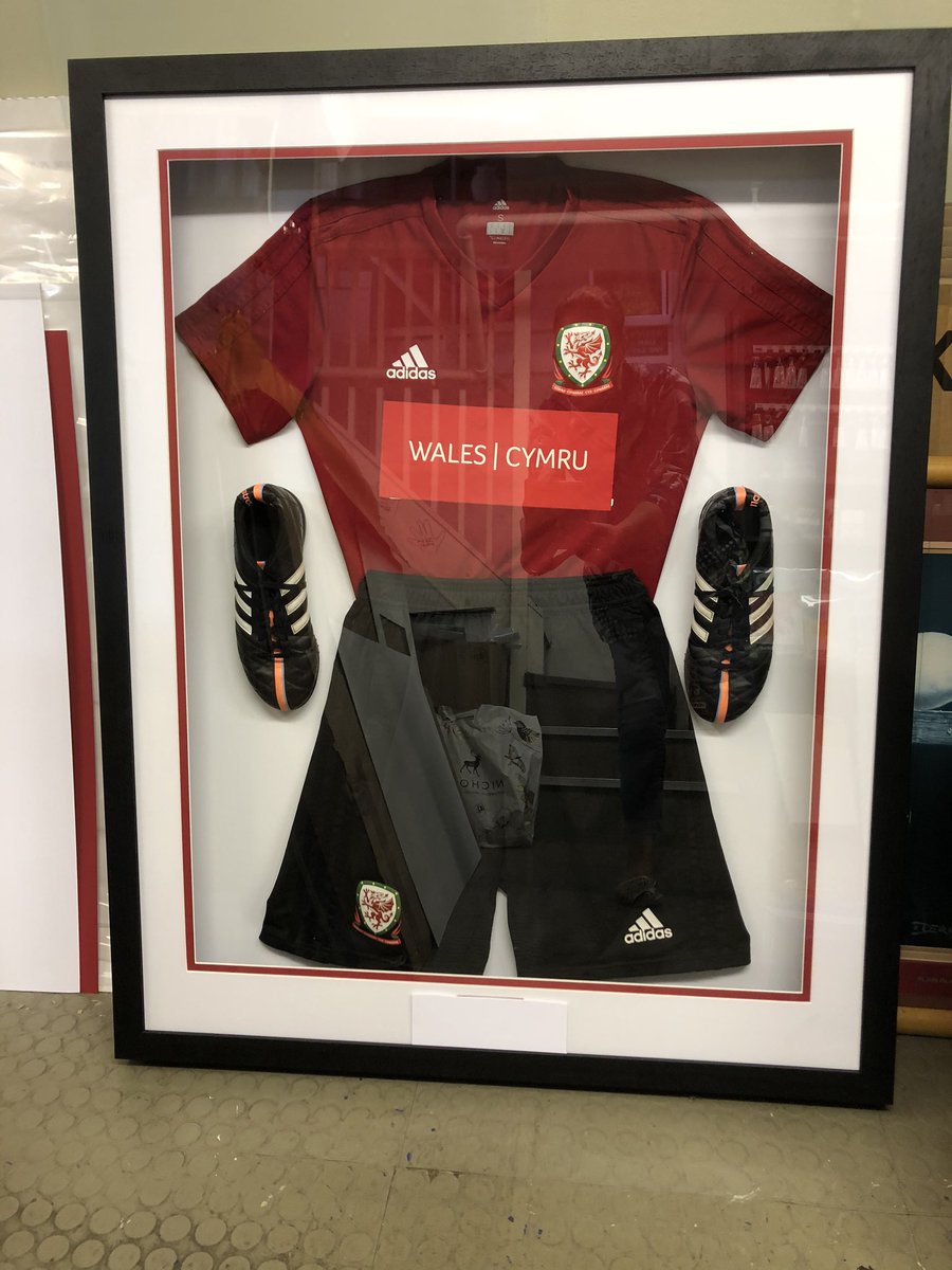 Absolutely loved doing this very challenging framing job... full football kit with boots. Excuse reflection on the photographs.  #commendedframer #brecon #ardentgallery #shoplocal