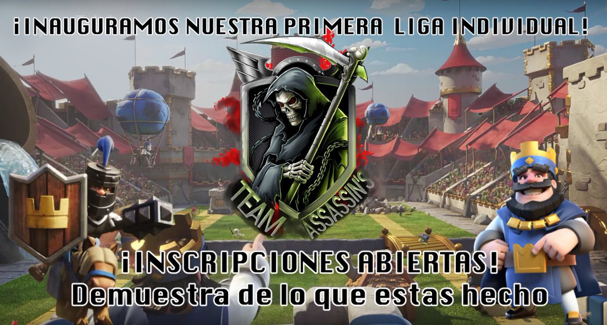 Inauguramos la primera edición de nuestra Assassin's League Individual🏟️.
Con premio 🥳🎁.
Que esperas para poder participar🕹️ y demostrar de lo que estas hecho💪.

Requisitos:

Seguir a <a href="/TeamAssassins8/">Team Assassin's</a>
Seguir a <a href="/Kropos10/">Kropos</a>
Dar RT y Fav
Etiquetar 2 amigos 
Pruebas al MD <a href="/Kropos10/">Kropos</a>