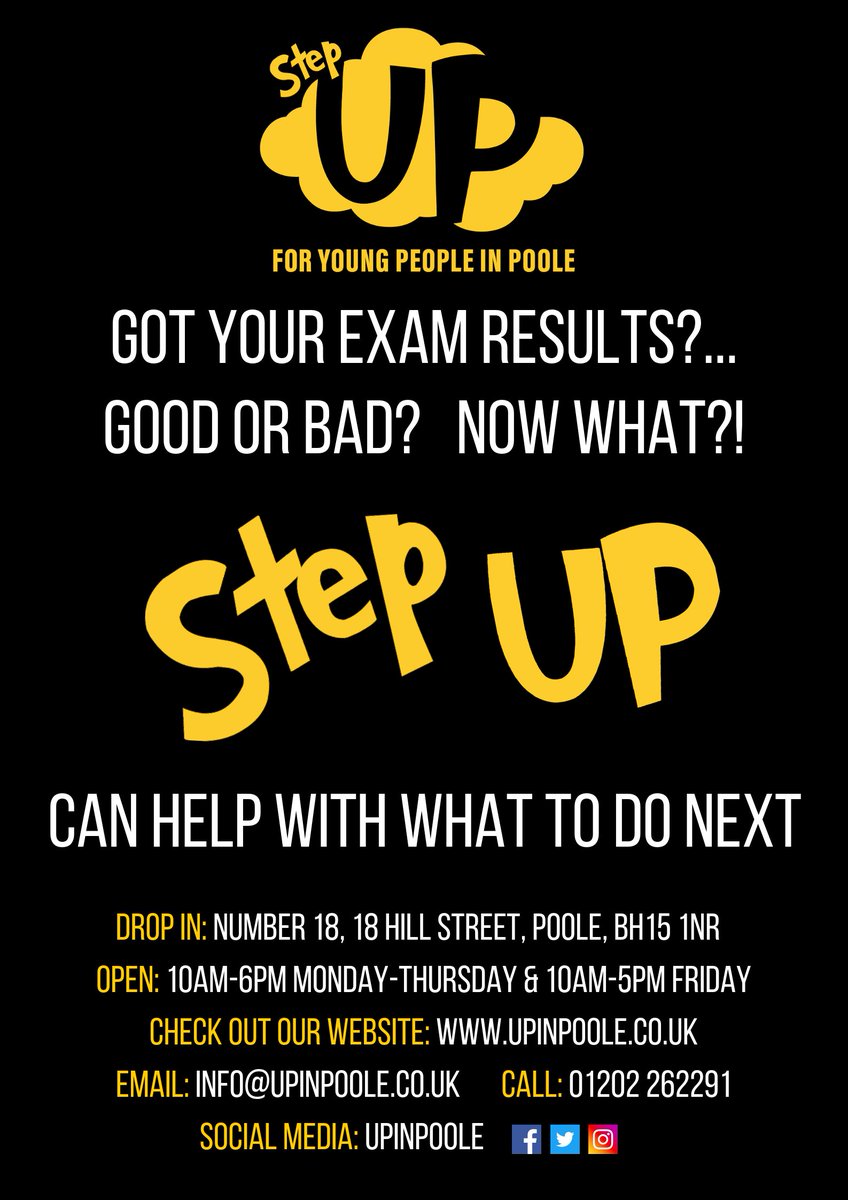 UPinBCP's tweet photo. No matter how you did in your exams, deciding what to do next can be a difficult decision.

The team at NUMBER 18 in Poole are here to help you explore your options.

Get in touch today on 

📱 07 880 480 602 
📧 info@upinpoole.co.uk

#UPinPoole #Exams2020 https://t.co/XpmoT8B9M8