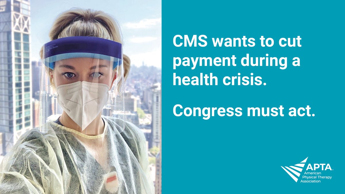 COVID-19 has increased the number of Americans who need physical therapy.
 
Medicare wants to pay less to support their care.  
 
Congress must act to stop these cuts.
 
Take 2 minutes to make your voice heard. Then get others involved.
 
apta.org/fightthecut #PTAdvocacy