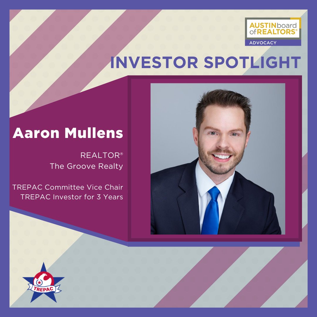 ABoR_REALTORS's tweet photo. Meet Aaron Mullens, ABoR's 2020 TREPAC Committee Vice Chair. Aaron invests in TREPAC because he knows the importance of having a voice in the political arena.
Want to be featured on a future #TREPACTuesday? Email advocacy@abor.com and let us know your "why"! https://t.co/tVkOefSvna