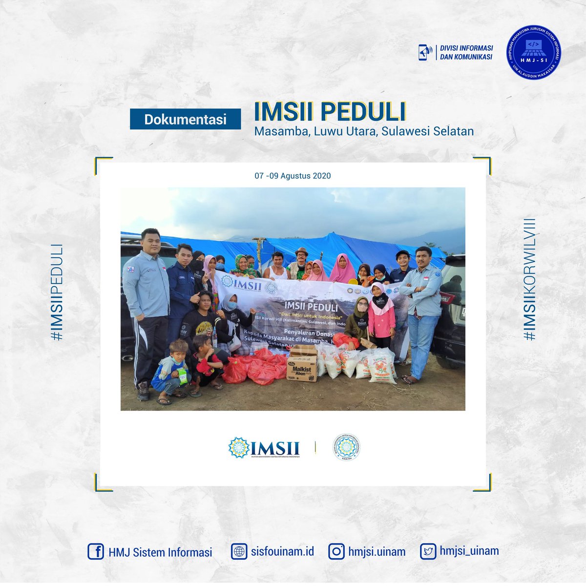 hmjsi_uinam's tweet photo. [IMSI PEDULI]
.
Berikut adalah sederet dokumentasi
Penyaluran Donasi kepada Masyarakat Masamba Korban Banjir Bandang
👉🏻
.
#sisfouinam #sisteminformasi #hmjsi #hmjsi2020 #imsipeduli #prayformasamba #uinam #mahasiswamakassar #mahasiswauinam https://t.co/m0QePD6fGt