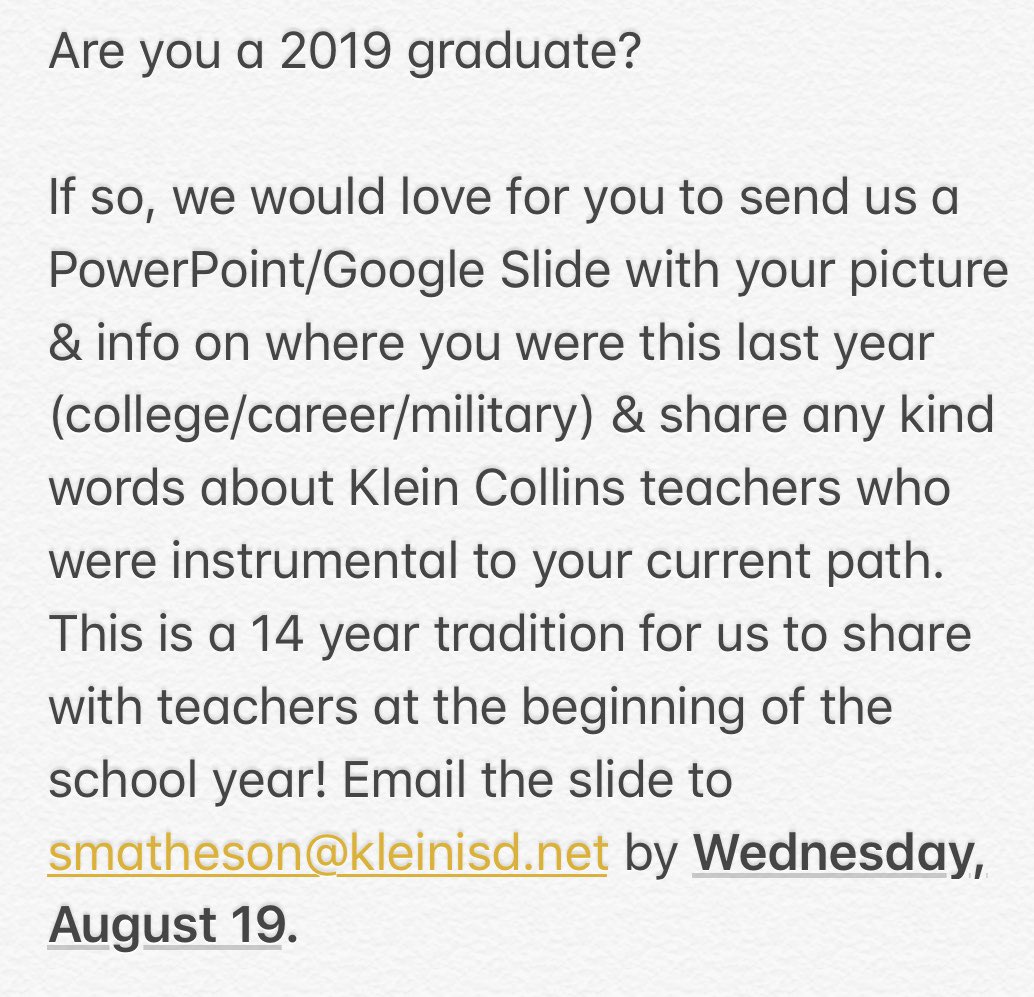 Attention: Class of 2019 Graduates #KCFamily #WeAreKCollins