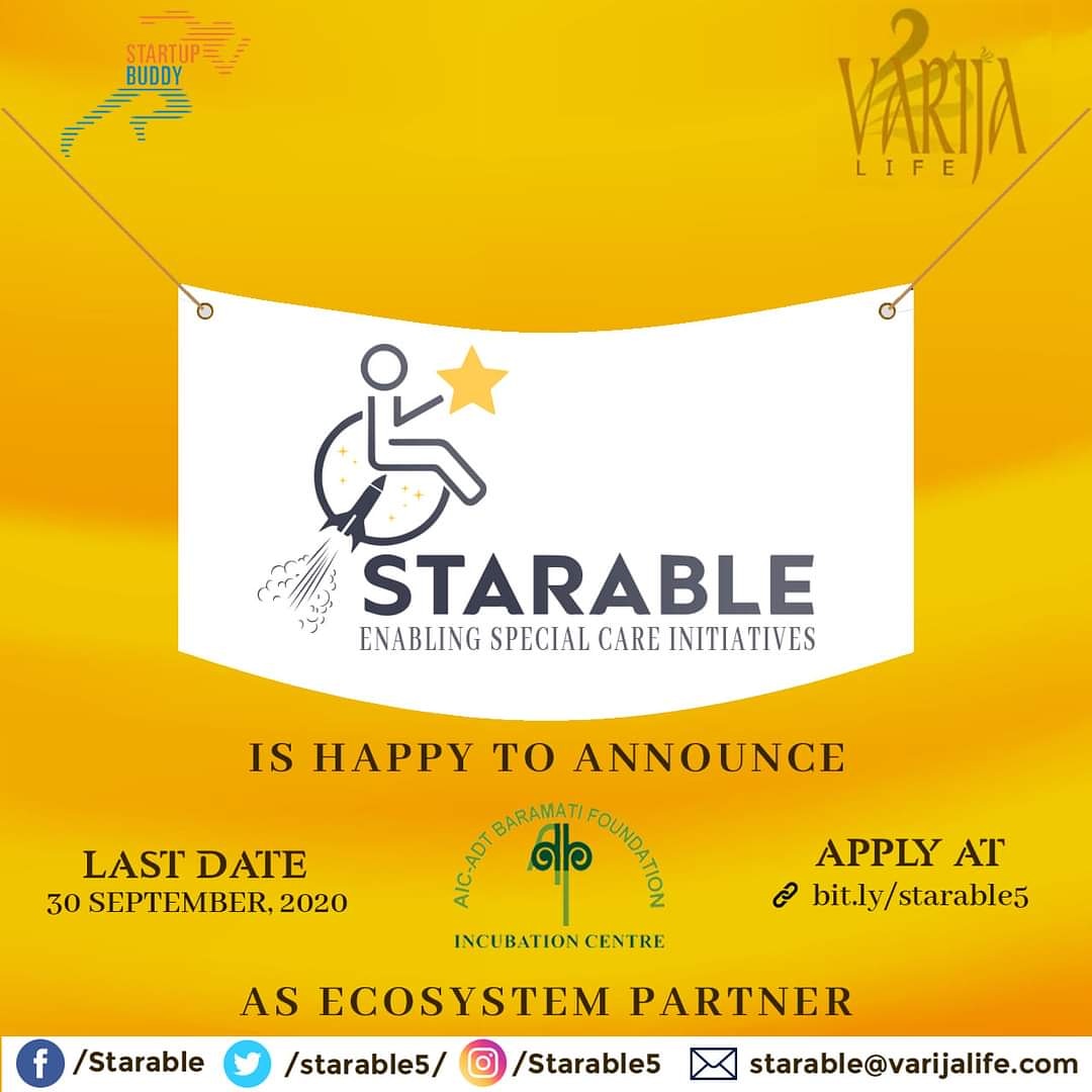aic_adtbaramati's tweet photo. AIC-ADT is happy to announce Starable, a joint initiative of Startup Buddy Services and Varija Life, supported by Startup India. We are inviting for the Starable competition at https://t.co/cpMx1YYP5F to win BIG PRIZES.
#StartupBuddy #Varijalife #starable #aicadtbaramati https://t.co/GqHxMYskFI
