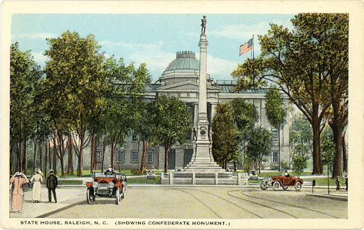 Let’s look at the Confederate monument at North Carolina state capitol. It was the creation of the Ladies’ Memorial Association of Wake County (LMA).