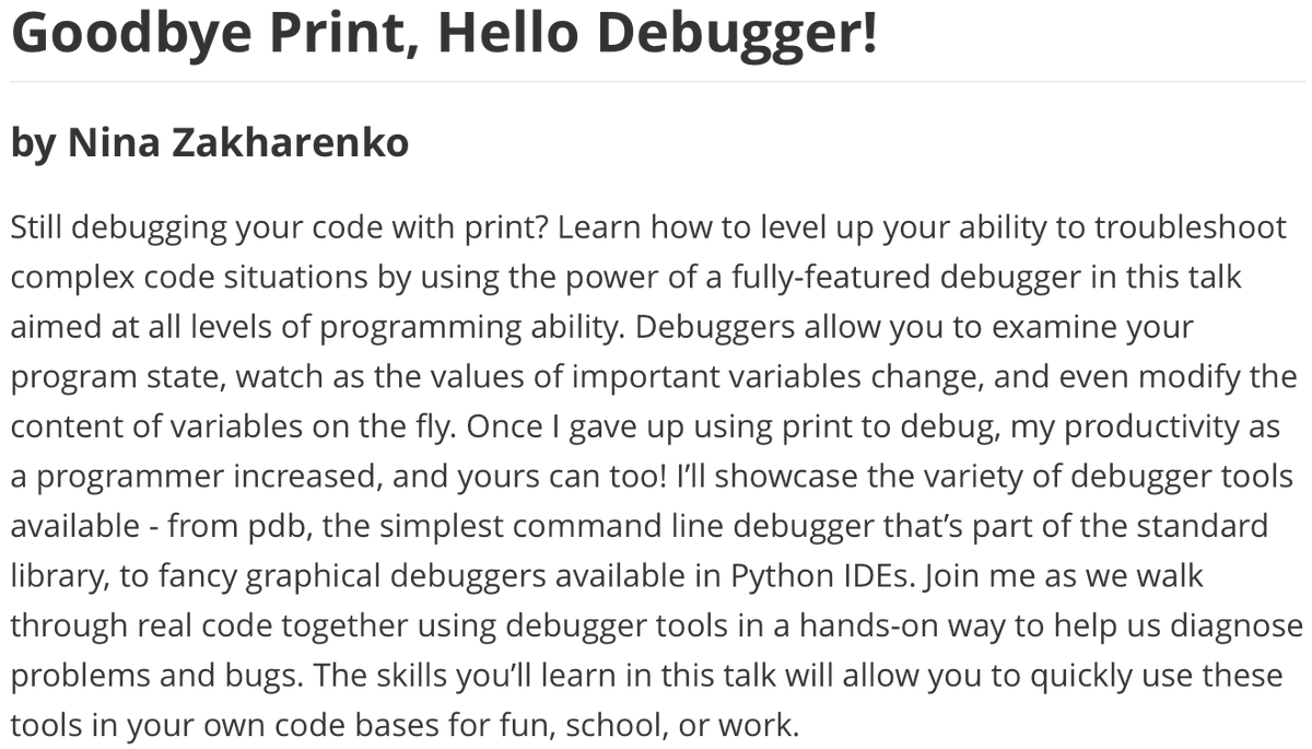 ChicagoPython's tweet photo. Chicago Python will be live-streaming Thursday night's __main__ Meeting to our YouTube channel!
Talks:
- 🐛 Debugging by @nnja
- 🐻 @pursuedpybear by @pathunstrom
- 🤫 CCPA by @SreeviPrasad
Details: https://t.co/SPZs2PJCcv
#ChiPy #ChiPyMainMeeting #Python #CCPA #100DaysOfCode https://t.co/zRNuFKEVue